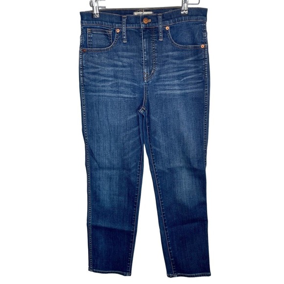 Madewell Stovepipe Ultra High Rise Waist Straight Leg Denim Blue Jeans Size 28 - Picture 1 of 9